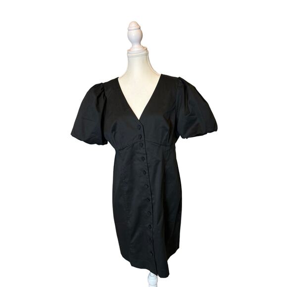 J. Crew | (NWT) Black Button Front Ballon Sleeve Sheath Dress | 14 - Picture 1 of 15